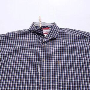 Wrangler Casual Button Up Long Sleeve Shirt Adult Mens Size 2XL Blue White
